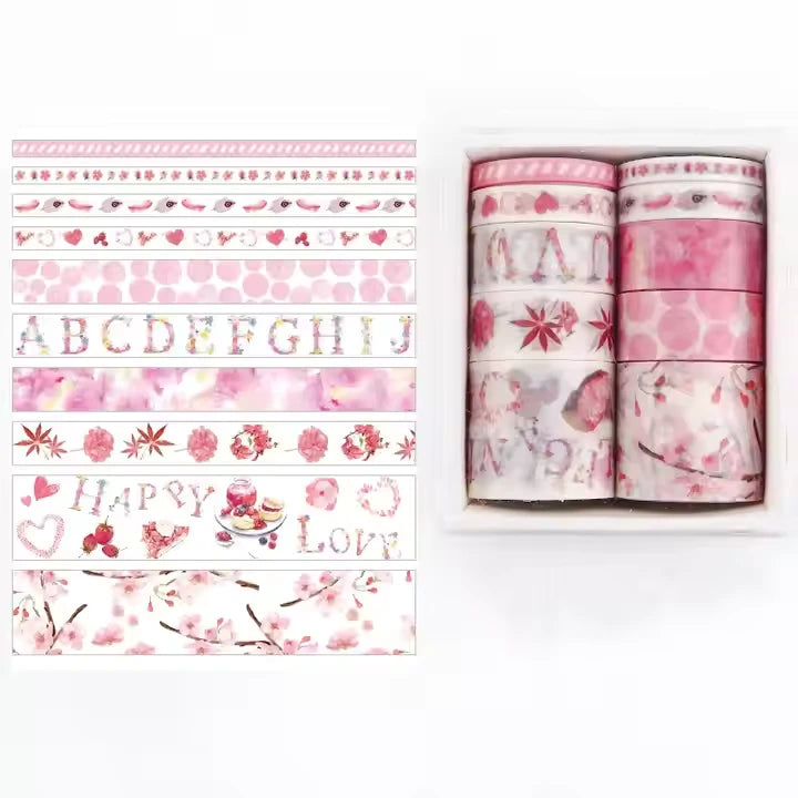 Washi Tape / Decorative Tape for Journals DIY Crafts Gift Wrapping - Set of 10 Pcs