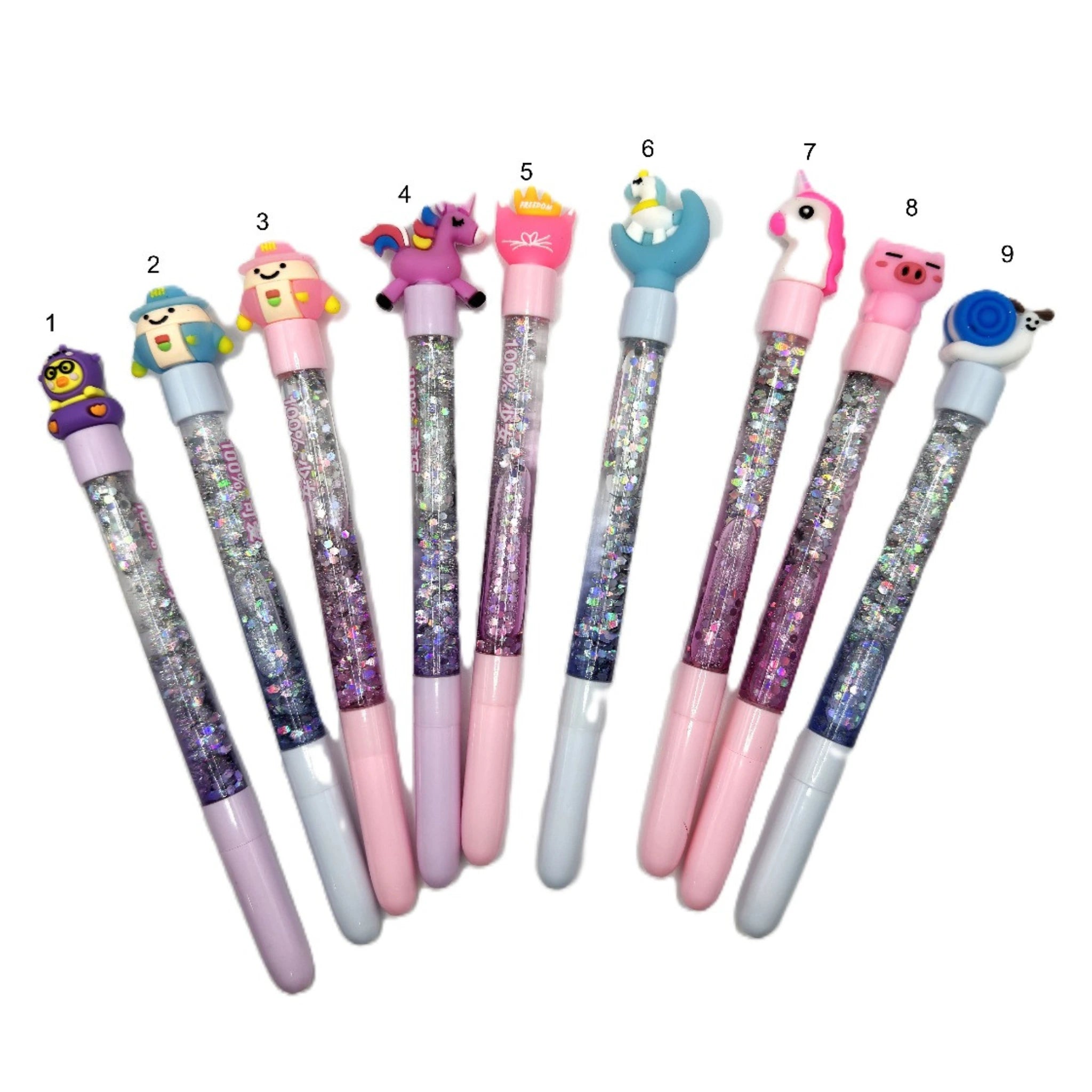 Unicorn - Flamingo - Cat - Paw - Panda - Quicksand Black Ink Gel Pen