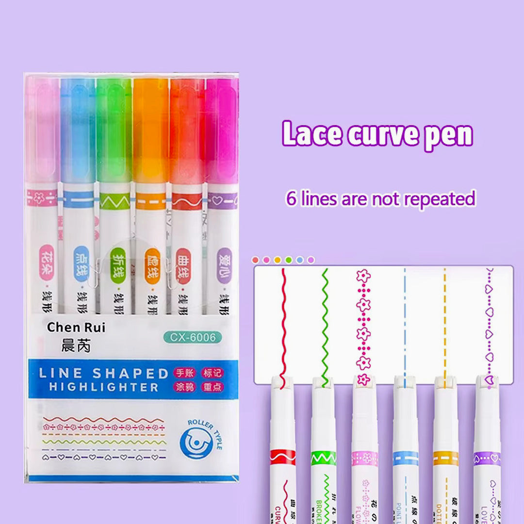 Dotted Line Roller Highlighter Colored Pen
