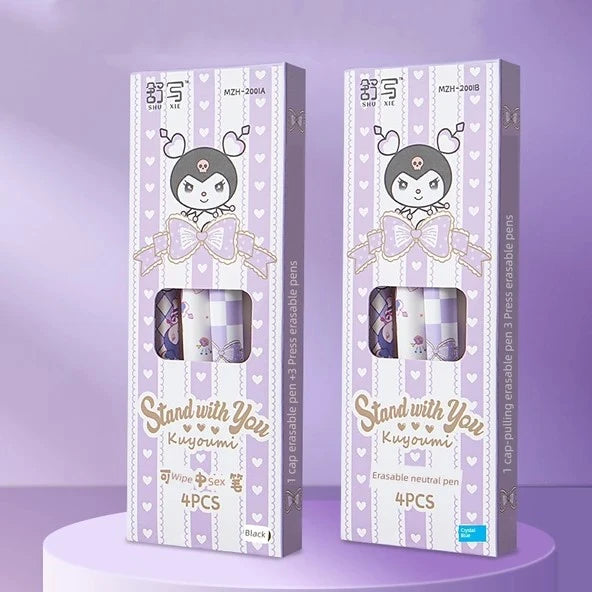Kuromi 0.5mm Erasable Gel Pen Set – 4 Pieces
