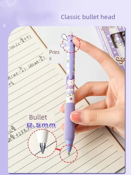 Kuromi 0.5mm Erasable Gel Pen Set – 4 Pieces