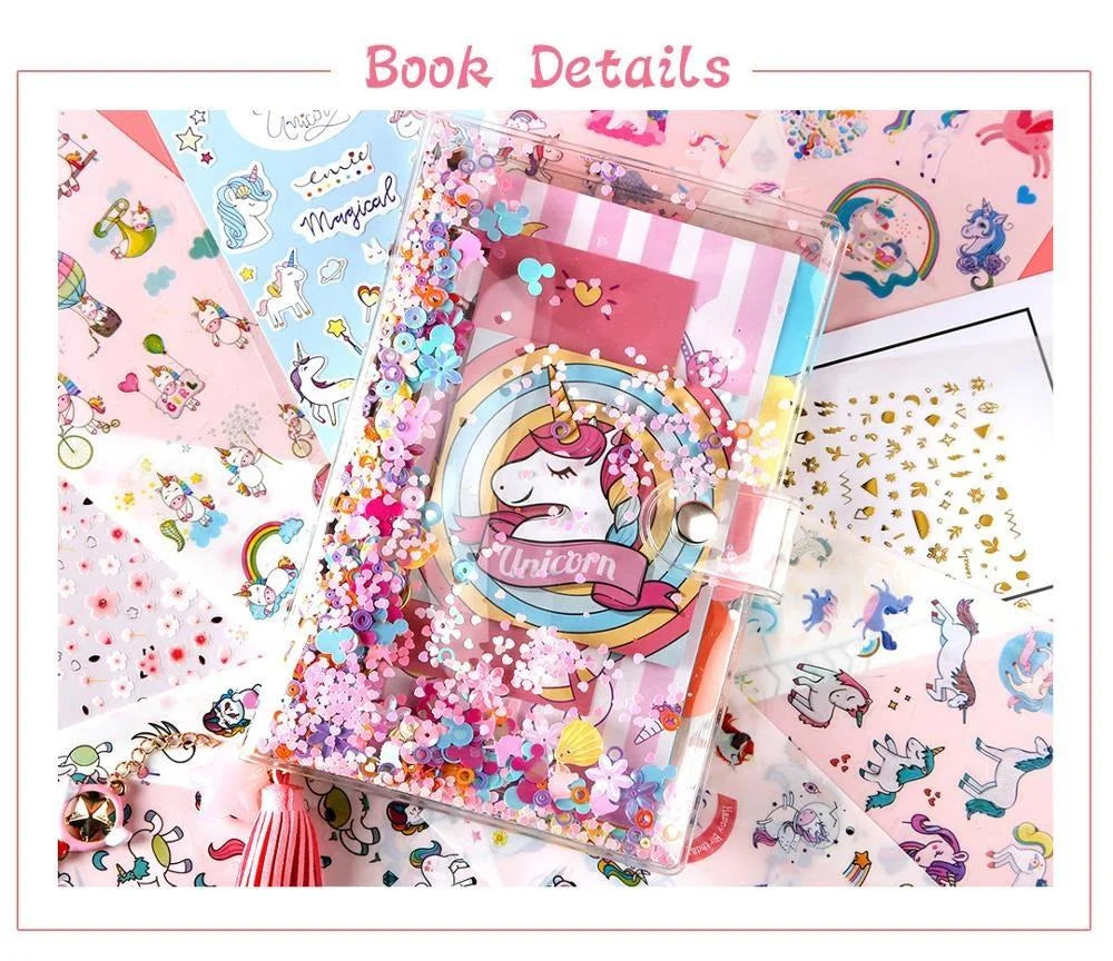 A5 Unicorn Glitter Sequins Refillable Notebook Binder