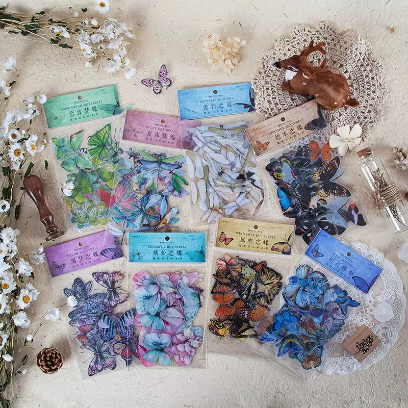 40-Piece Decorative PET Butterfly Sticker Pack