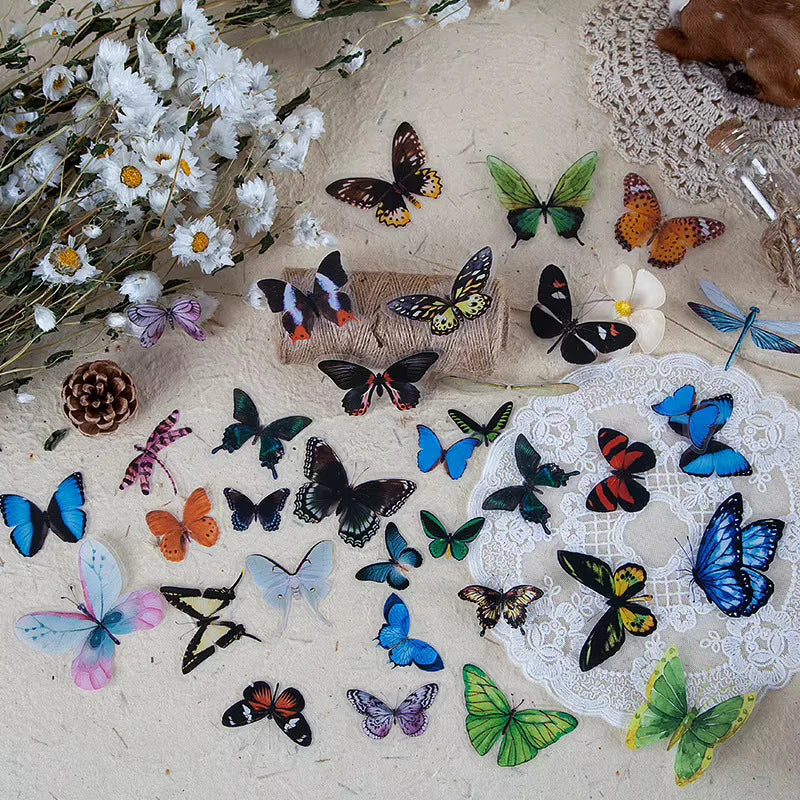 40-Piece Decorative PET Butterfly Sticker Pack