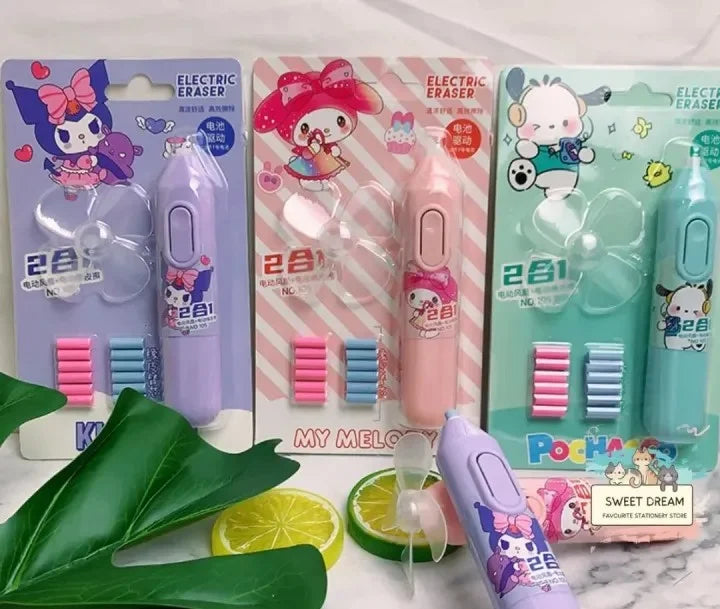 2-in-1 Electric Eraser & Mini Fan Set