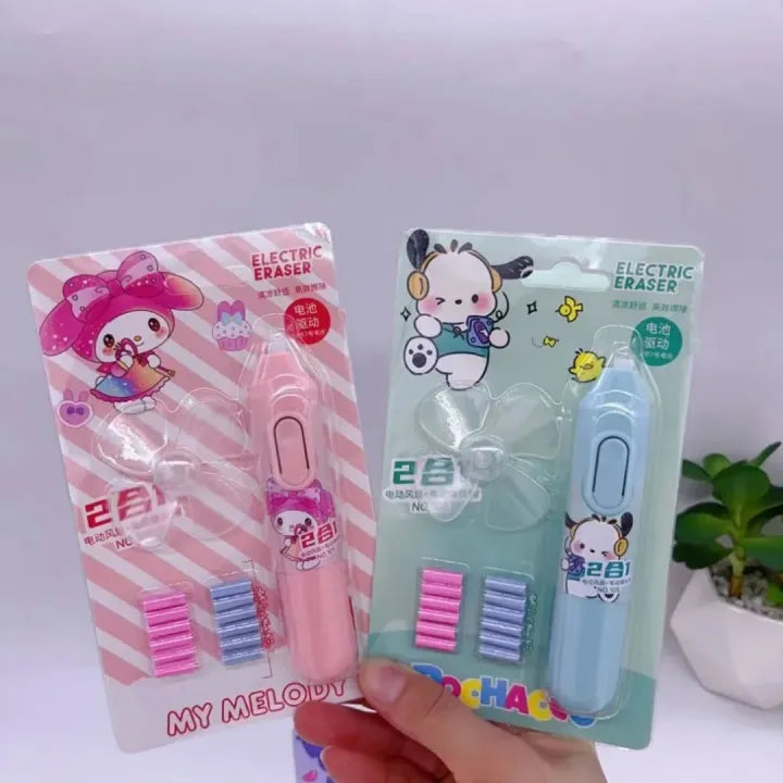 2-in-1 Electric Eraser & Mini Fan Set