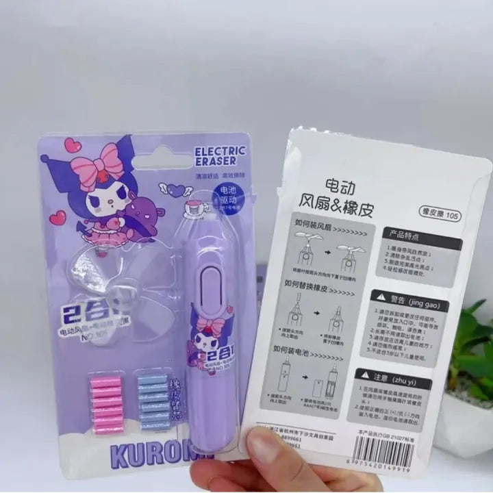 2-in-1 Electric Eraser & Mini Fan Set