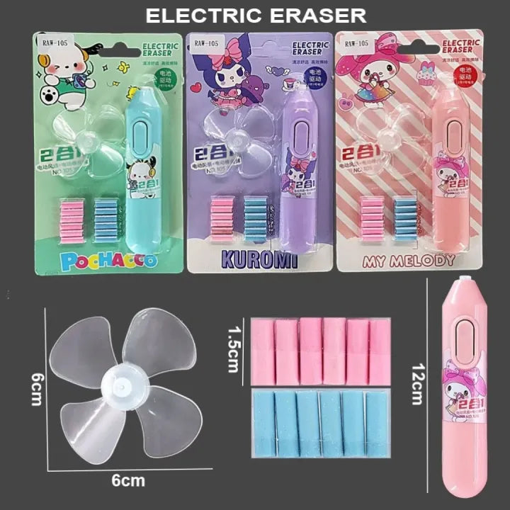 2-in-1 Electric Eraser & Mini Fan Set