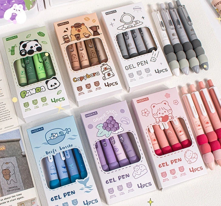 MOKA 4-Piece Kawaii Cartoon Gel Pen Set