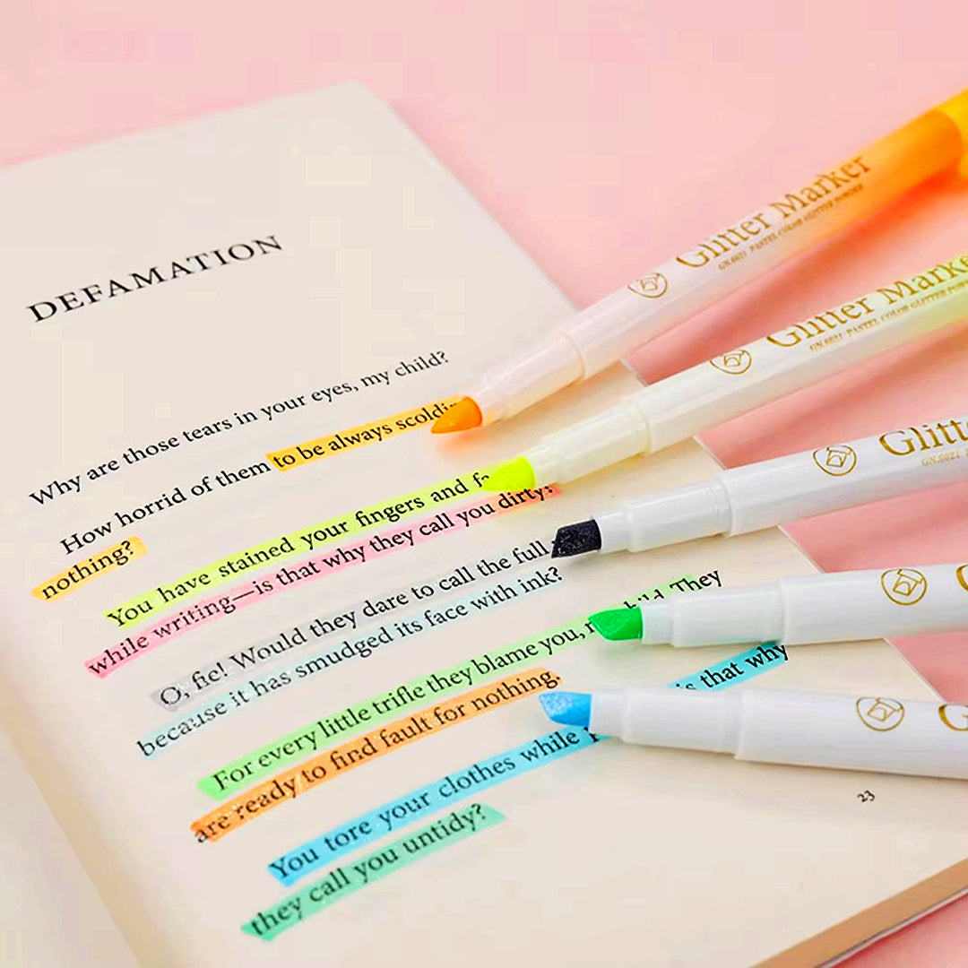 12 Painting Color Glitter Permanent Highlighter Marker Pen Set