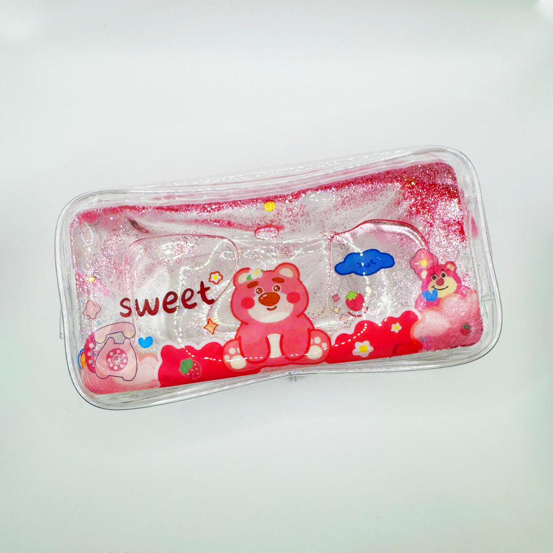Cartoon Liquid Quicksand Glittery Stationery Bag