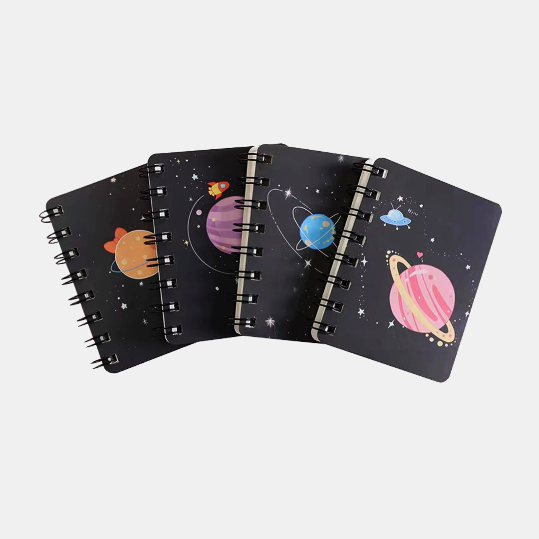 Spiral A7 Pocket Size Small Journal Notebook - Planet Design 80 Sheet