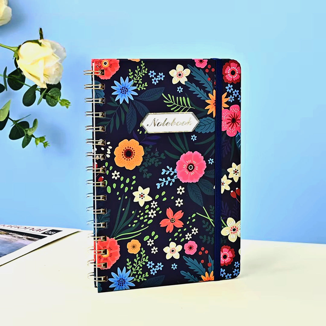 A5 Colorful Flower Student Thickened Spiral Planner 80 Sheets