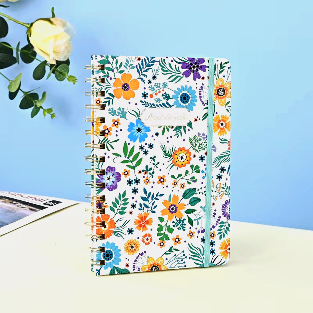 A5 Colorful Flower Student Thickened Spiral Planner 80 Sheets
