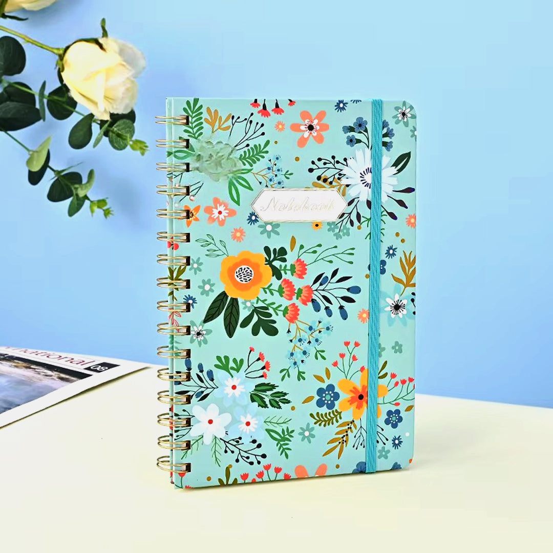 A5 Colorful Flower Student Thickened Spiral Planner 80 Sheets
