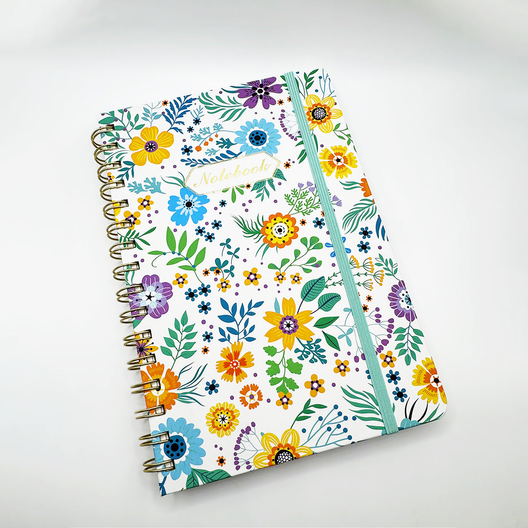 A5 Colorful Flower Student Thickened Spiral Planner 80 Sheets