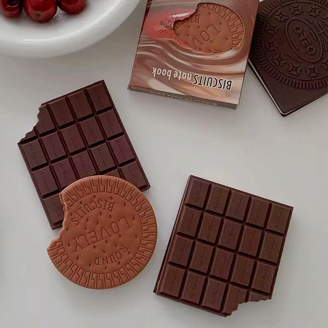 Chocolate & Cookies Shaped Notebook And Mini Pocket Memo Pad with Real Chocolate Fragrance