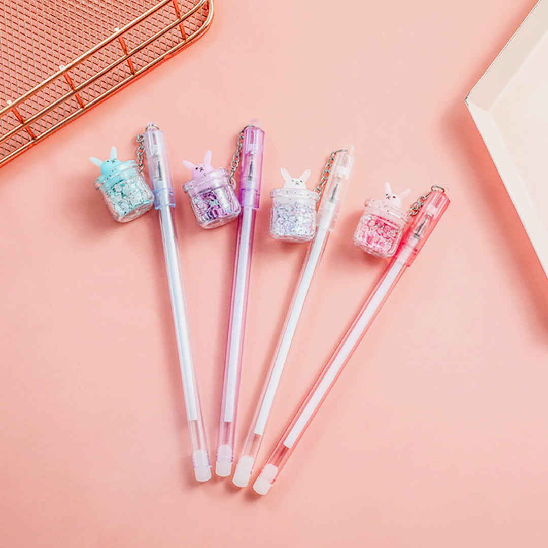 Rabbit Pendant Glitter Cup Gel Pen