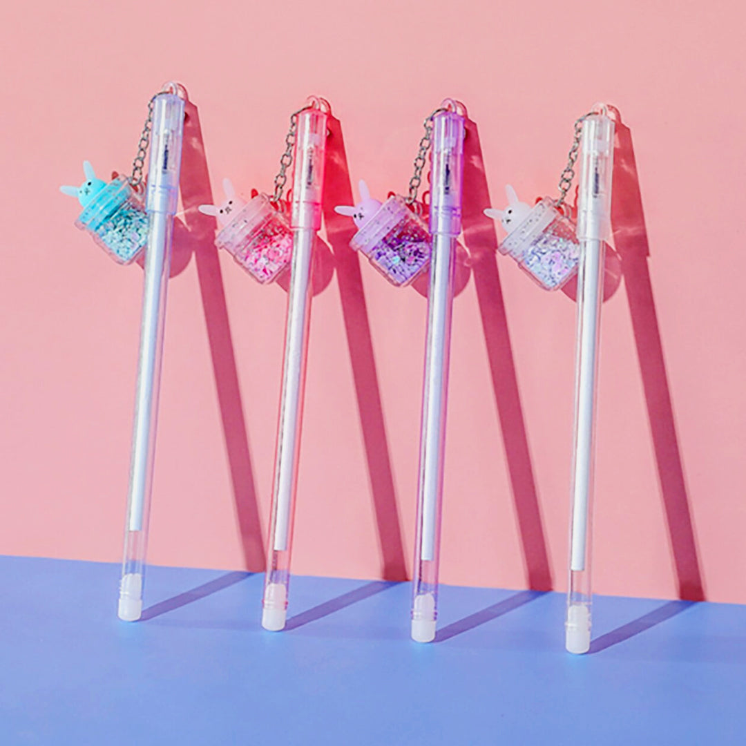 Rabbit Pendant Glitter Cup Gel Pen