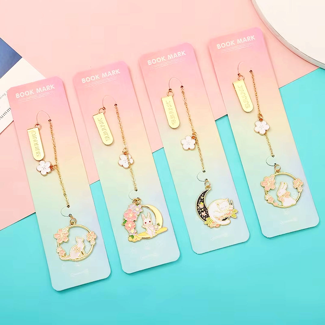 Sakura Blossoms Charms Bookmark Featuring Animals