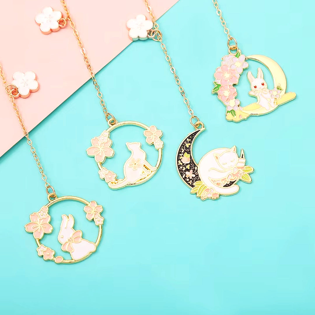 Sakura Blossoms Charms Bookmark Featuring Animals