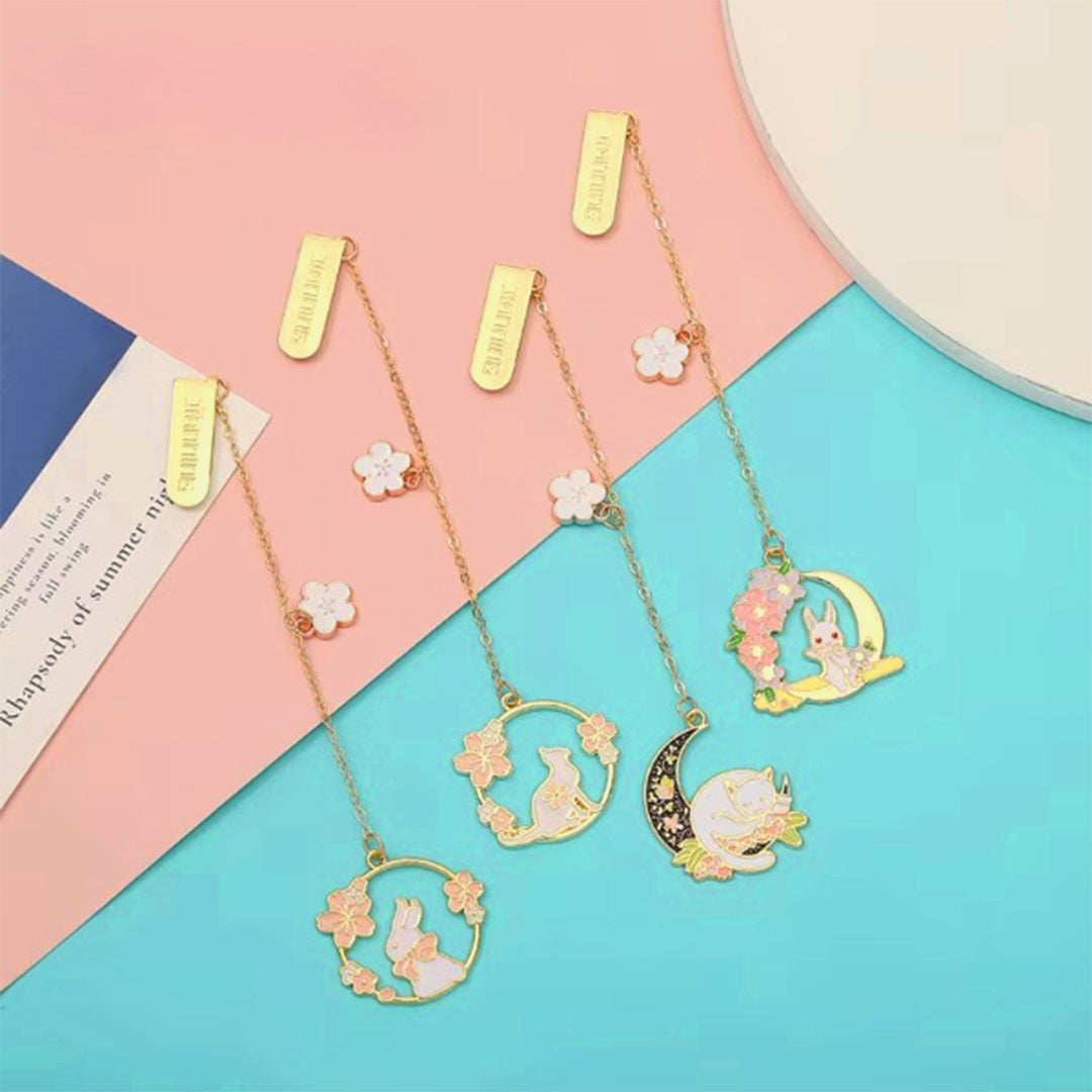 Sakura Blossoms Charms Bookmark Featuring Animals