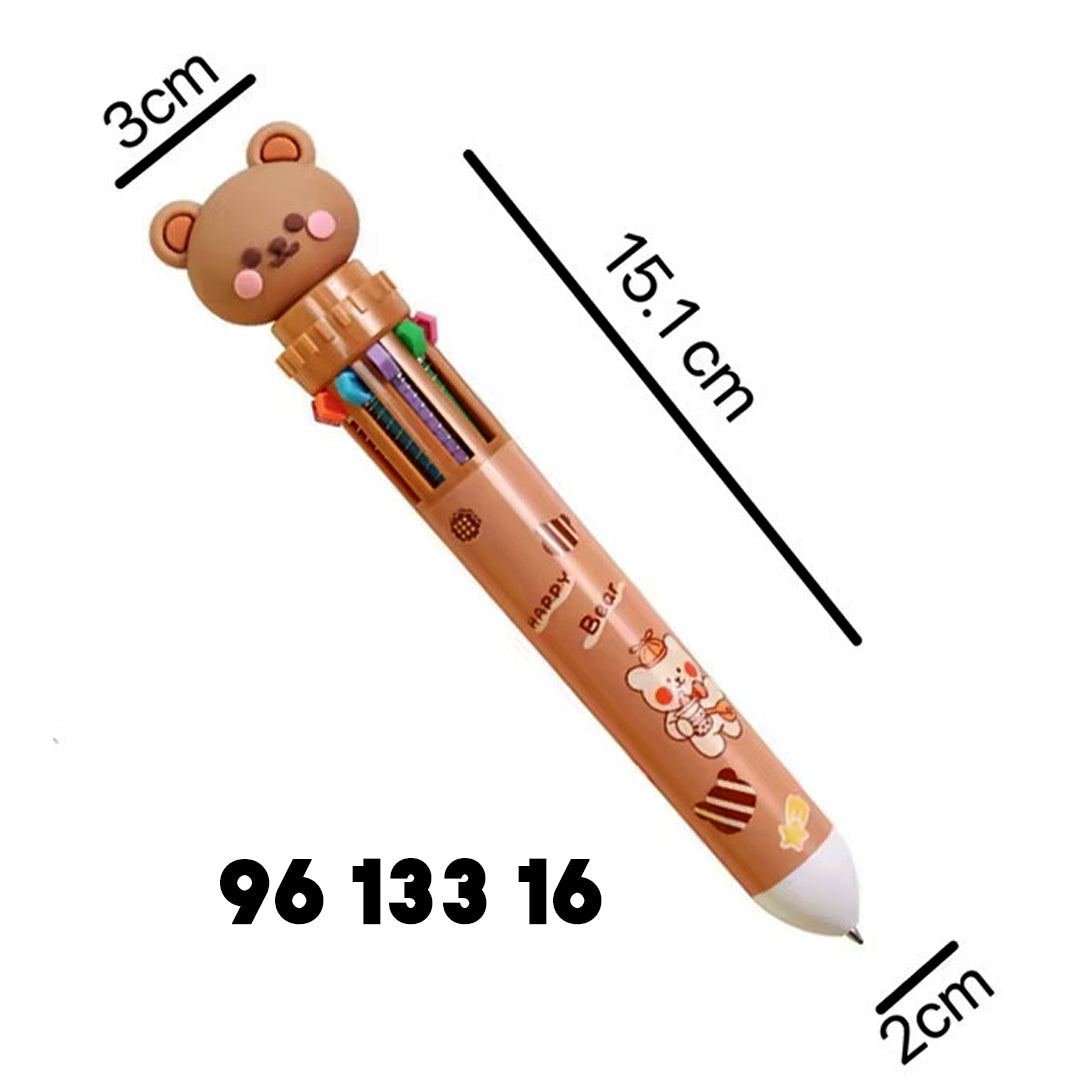 10-Colors kawaii Cute Cartoon Bear Ballpoint Pen 0.5mm Colorful Ink