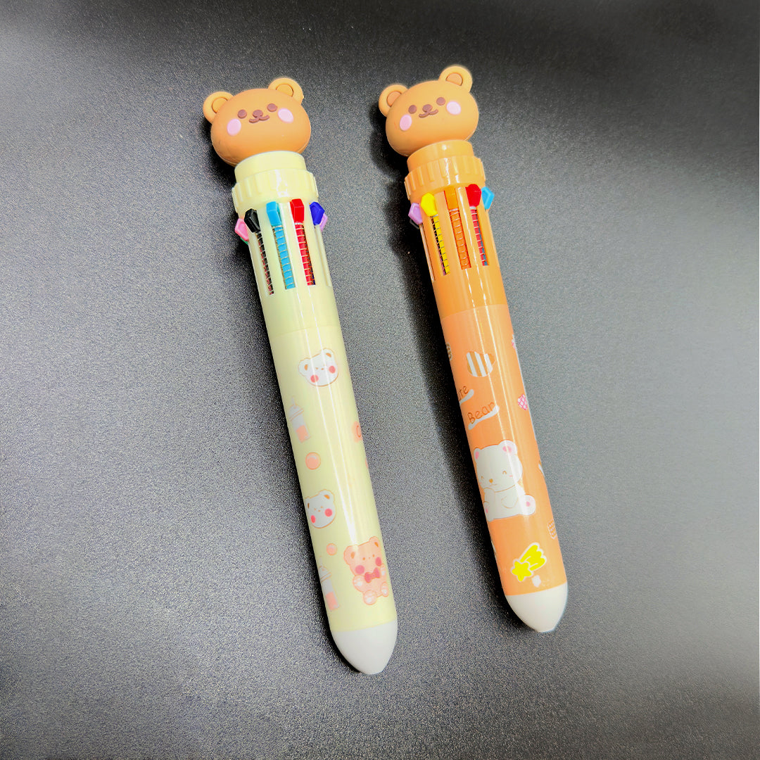 10-Colors kawaii Cute Cartoon Bear Ballpoint Pen 0.5mm Colorful Ink