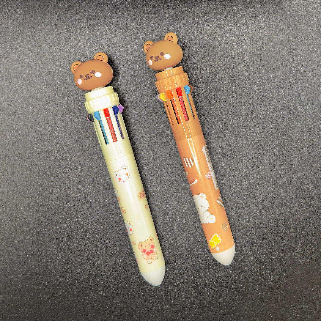 10-Colors kawaii Cute Cartoon Bear Ballpoint Pen 0.5mm Colorful Ink