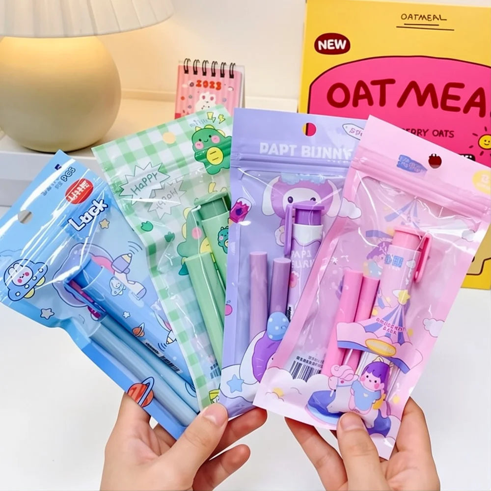 Push-Type Pencil Eraser with Refillable Set