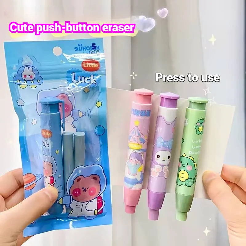 Push-Type Pencil Eraser with Refillable Set