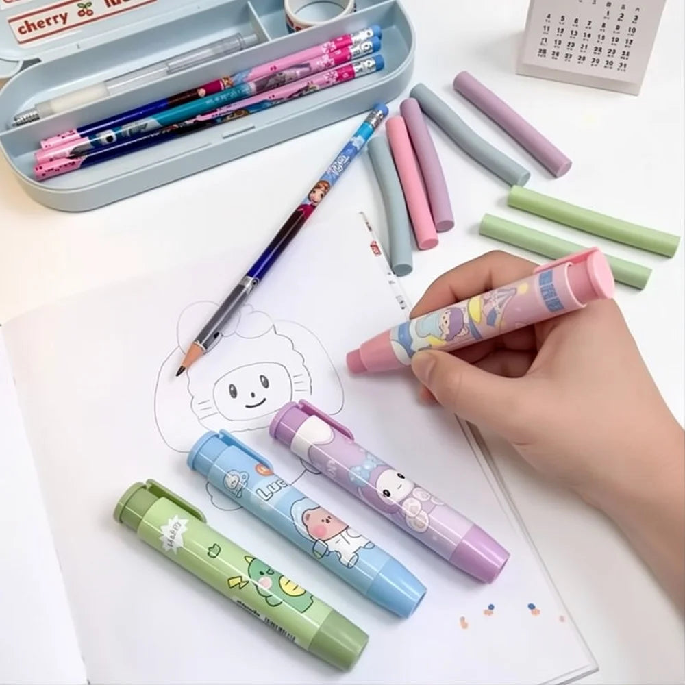 Push-Type Pencil Eraser with Refillable Set