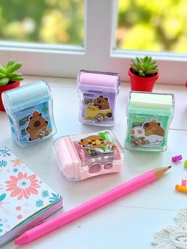 Capybara Double Hole Pencil Sharpener with Eraser
