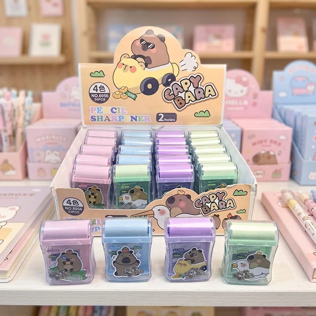 Capybara Double Hole Pencil Sharpener with Eraser
