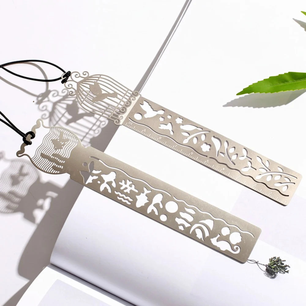 Hollow-Out Metal Bookmark Ruler