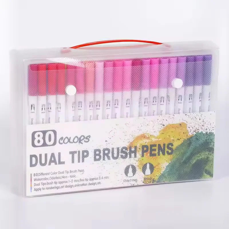 Dual Tip Brush Marker Set – 12/24/48/80 Colours