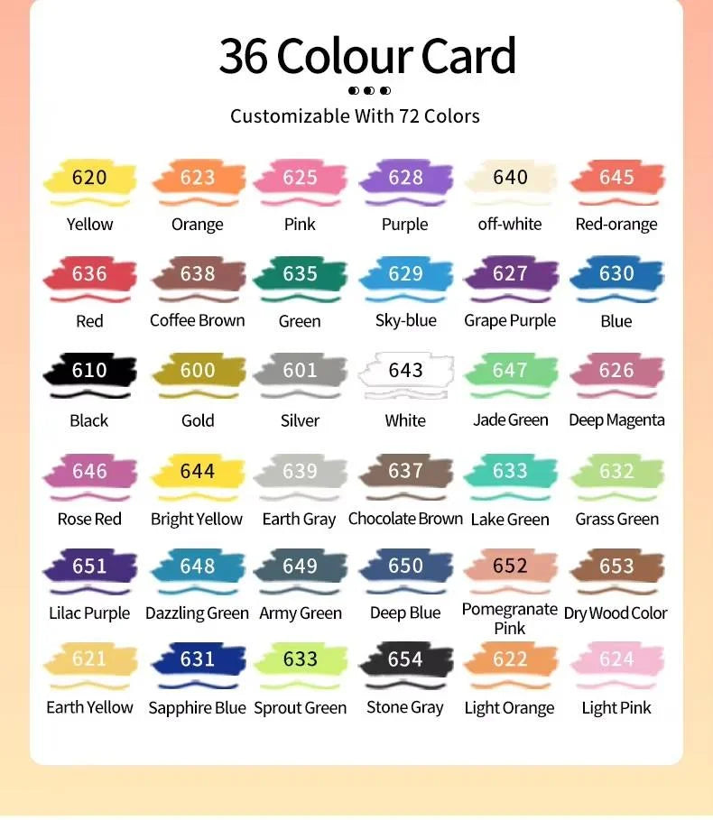 Dual Tip Acrylic Paint Marker Set – 36 Colours