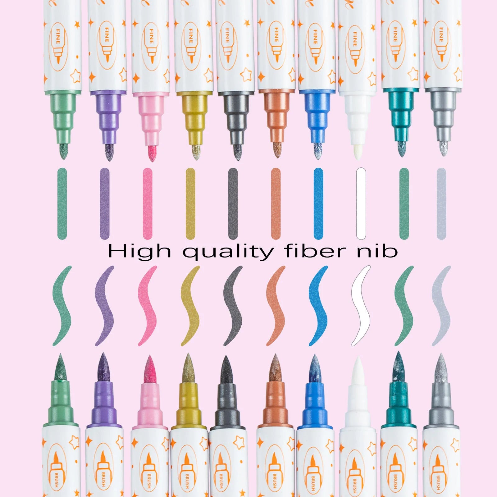 Metallic Glitter Dual Tip Marker Set