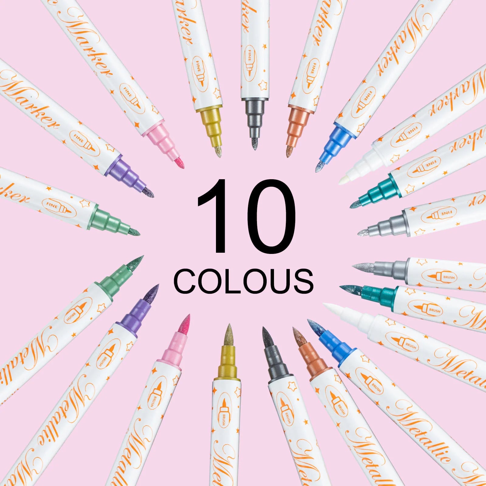 Metallic Glitter Dual Tip Marker Set
