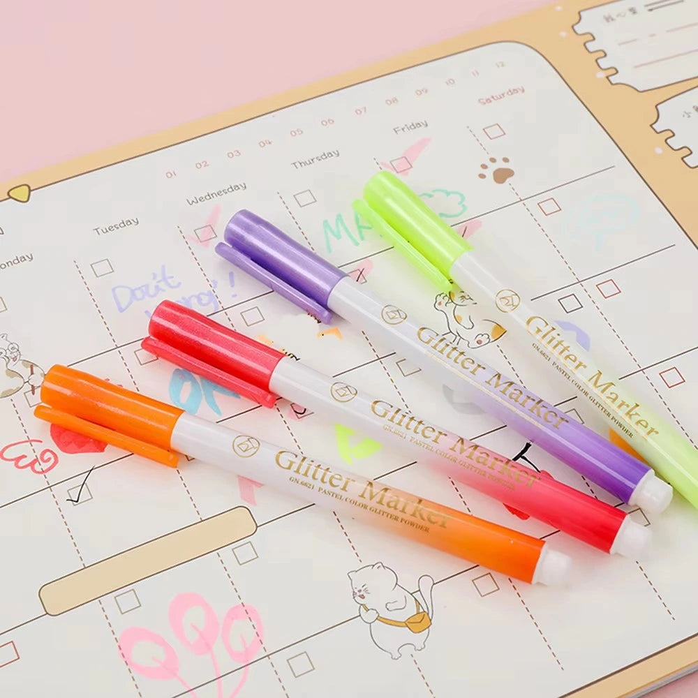12 Painting Color Glitter Permanent Highlighter Marker Pen Set