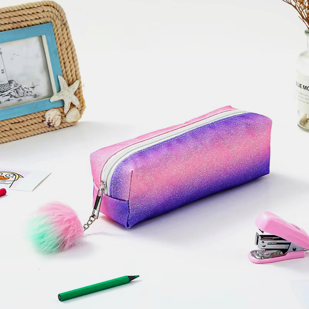 Rainbow Glitter Shiny Stationery Bag