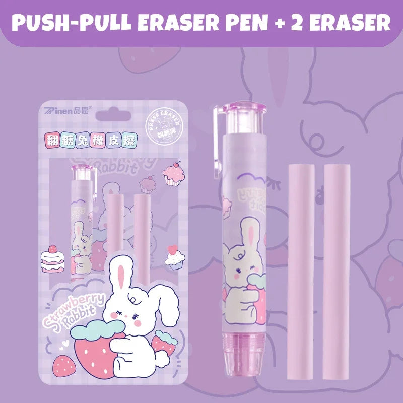 Push-Type Pencil Eraser with Refillable Set