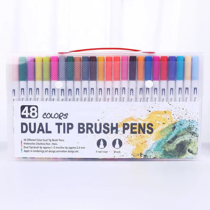 Dual Tip Brush Marker Set – 12/24/48/80 Colours