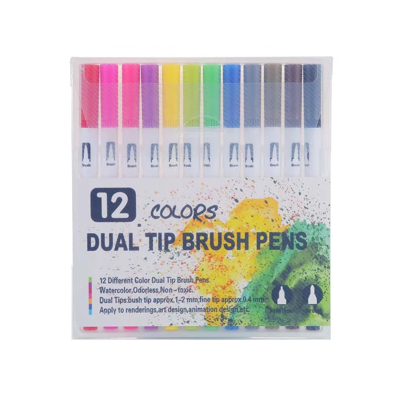 Dual Tip Brush Marker Set – 12/24/48/80 Colours